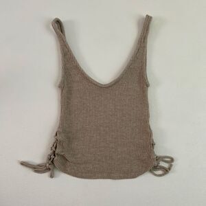 Urban Outfitters Project Social T Ribbed Knit Tank Women’s Small Beige Tie Side